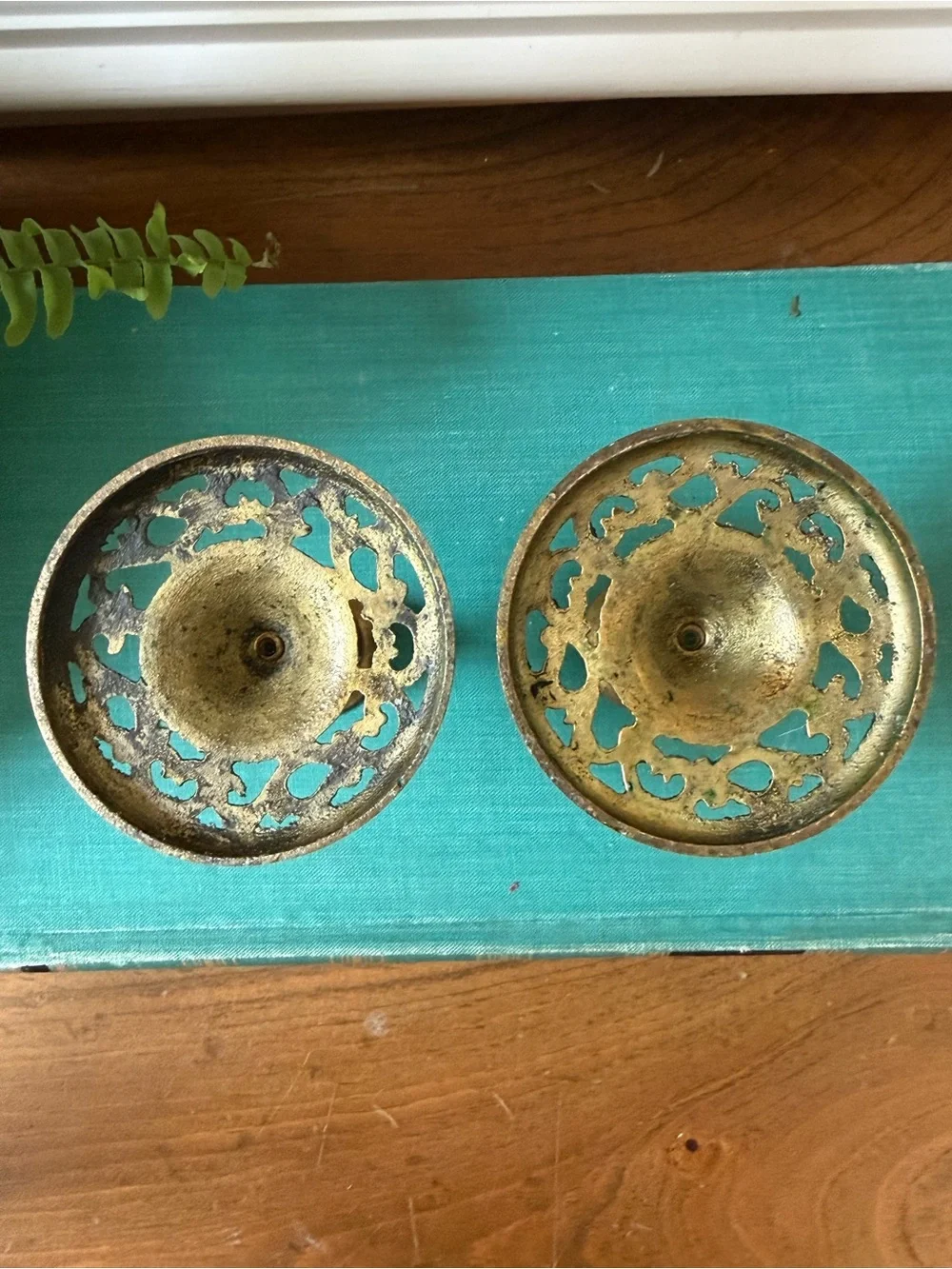 Antique-Style Brass Tone Decorative Candle Holders - Set of 2